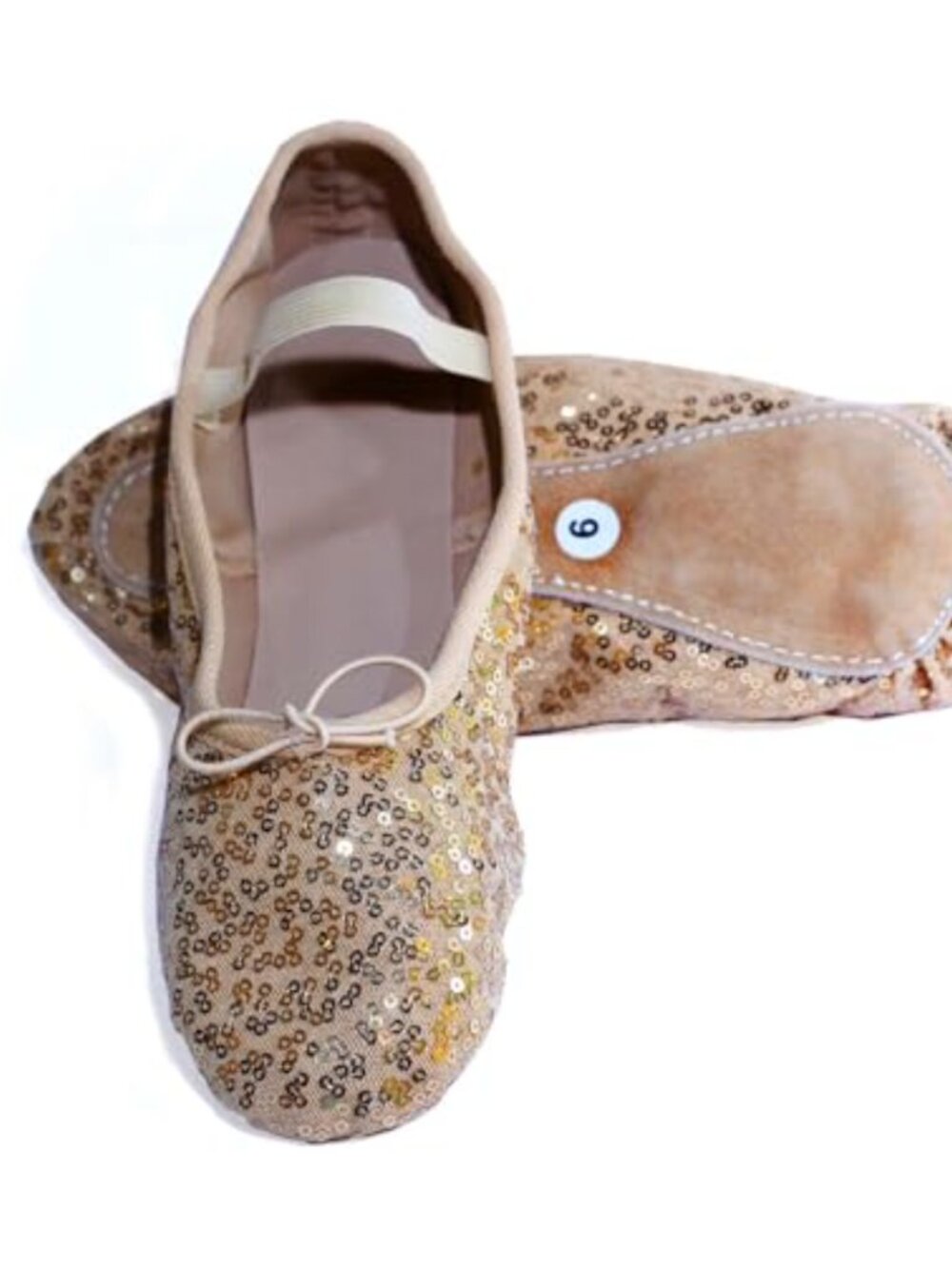 Sequin Ballet Dance Shoes for Girls Women Full Sole Non-Slip Suede Slippers